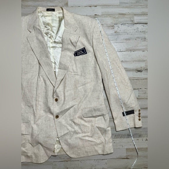 David Taylor blazer Rayon Polyester Linen blend Cream 48L NWT - Picture 2 of 12